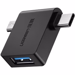 Adaptateur OTG 2 en 1 - UGREEN - USB C et Micro USB vers USB 3.0 - 5Gbps - Noir