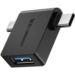 Adaptateur OTG 2 en 1 - UGREEN - USB C et Micro USB vers USB 3.0 - 5Gbps - Noir