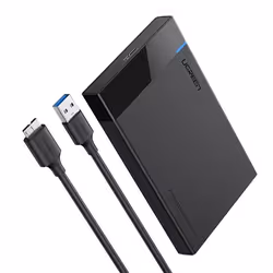 Ugreen 30848, Boîtier disque dur/SSD, 2.5", SATA, Série ATA II, Série ATA III, 5 Gbit/s, Connectivité USB, Noir