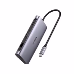 Ugreen 40873, USB 3.2 Gen 1 (3.1 Gen 1) Type-C, 10,100,1000 Mbit/s, Métallique, MicroSD (TransFlash), SD, HDMI, RJ-45, USB 3. ...
