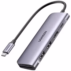 Ugreen 6-in-1 USB C PD, USB 3.2 Gen 1 (3.1 Gen 1) Type-C, 100 W, Argent, SD, SDHC, 4K Ultra HD, HDMI, USB 3.2 Gen 1 (3.1 Gen ...