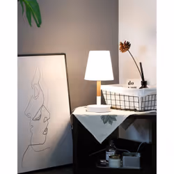 TOMONS LP04001EU lampe de table E14 4 W LED Blanc, Bois