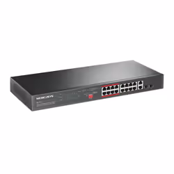 Mercusys 16-PORT 10/100MBPS+ 2-PORT GB RCK 16-PORT POE+ Non-géré Fast Ethernet (10/100) Connexion Ethernet, supportant l'alimentation via ce port (PoE) Noir - Vue supplémentaire 2