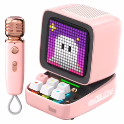 Divoom Ditoo-Mic Mini, 15 W, Sans fil, Enceinte portable mono, Rose, Téléphone mobile / Smartphone, MicroSD (TransFlash)
