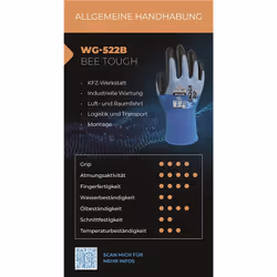 Wonder Grip WG-522B Gants d'atelier Noir, Bleu Mousse de nitrile, Polyester 1 pièce(s)