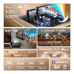 JmGO O2S Ultra Projecteur à focale courte DLP 4K (4096x2400) Compatibilité 3D Noir - Vue supplémentaire 6