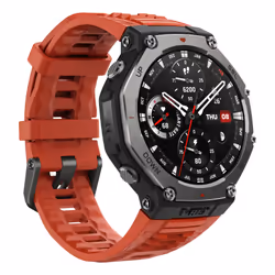 Amazfit T-Rex 3 Lava 3,81 cm (1.5") AMOLED Numérique 480 x 480 pixels Écran tactile Noir, Acier inoxydable GPS (satellite)