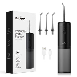 SEJOY Hydropulseur Dentaire Irrigateur Professionnel Portable et Rechargeable 3 Modes et 3 Buses de Rechange IPX7 Étanche Noir