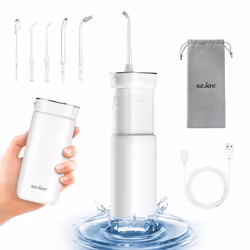 Hydropulseur Dentaire Portable Sans Fil SEJOY - 3 Modes 5 Buses de Rechange - Blanc