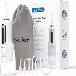 Hydropulseur SEJOY Professionnel - Irrigateur Oral Portable et Rechargeable 270ml IPX7 Étanche 5 Modes