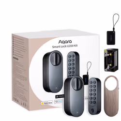 Aqara EL-D02D-B, Verrou de porte intelligent, Bluetooth, Code, Clé, RF card, Contrôle distance, Noir, IPX5, Lithium-Ion (Li-I ...