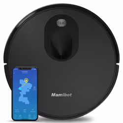 Mamibot Robot nettoyeur ExVac680 (noir), Sans sac, Noir, Rond, 0,6 L, 55 dB, 0,6 L