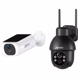 Une ANRAN 3MP Caméra de surveillance PTZ – 355°Pan 90°Tilt Q03 Noire avec panneau solaire séparé + Une ANRAN camera batterie  ...