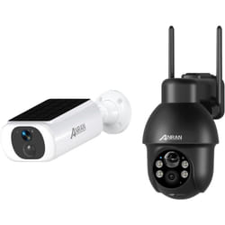 3MP Caméra de surveillance ptz sans fil Q03 Noire avec panneau solaire séparé + camera batterie C3 Blanche avec Panneau solaire intégré - Anran