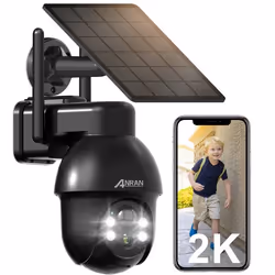 ANRAN Caméra de Surveillance 2K HD 3MP Panneau Solaire Extérieur sans Fil Détection PIR Compatible Alexa et Google Home - Q03 ...