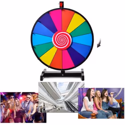 Roue de Fortune D.60CM 14 Slots COSTWAY-Prize Wheel-Stylo Effaçable Gomme-Embouts Plastiques-pour Loteries Fête Anniversaire  ...