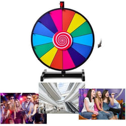 Roue de Fortune D.60CM 14 Slots COSTWAY-Prize Wheel-Stylo Effaçable Gomme-Embouts Plastiques-pour Loteries Fête Anniversaire Coloré