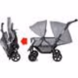 Poussette Double Jumeaux Pliable COSTWAY Auvent Capote Réglable Canne Landau 4 Roues Anti-chocs Harnais à 5 Points Charge 30k ...