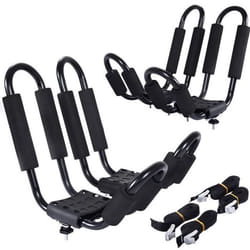 Support de kayak - COSTWAY - Lot de 4 Barres de Toit - Métal robuste - Installation facile - Noir