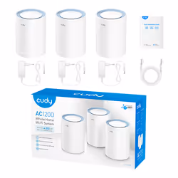 Cudy M1200 3-PACK système Wi-Fi maillé Bi-bande (2,4 GHz / 5 GHz) Blanc 1 Interne - Vue supplémentaire 4