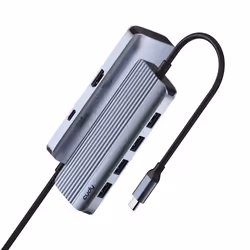 Cudy UH500 hub & concentrateur USB 3.2 Gen 1 (3.1 Gen 1) Type-C 5000 Mbit/s Gris, Argent