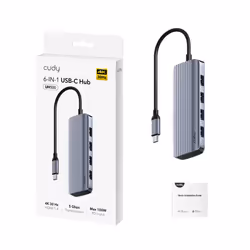 Cudy UH500 hub & concentrateur USB 3.2 Gen 1 (3.1 Gen 1) Type-C 5000 Mbit/s Gris, Argent - Vue supplémentaire 4