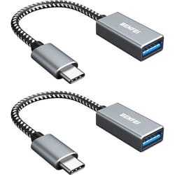 Adaptateur USB C vers USB 3.0 Pack de 2 BENFEI Type-C vers USB[Coque en Aluminium et câble en Nylon]