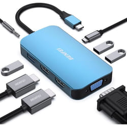 Hub USB - Non spécifié - 8 en 1 - 2 HDMI - 1 VGA - 3 Ports USB 3.0