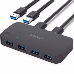BENFEI Switch USB 3.0 KVM 4 Ports USB Commutateur USB pour 2 PC USB KVM Switch 2 Entrées 4 Sorties