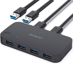 BENFEI Switch USB 3.0 KVM 4 Ports USB Commutateur USB pour 2 PC USB KVM Switch 2 Entrées 4 Sorties