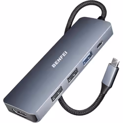 Hub USB C HDMI 4K avec 100W Alimenté BENFEI hub USB C vers 3 Ports USB Câble en Silicone et Design tissé