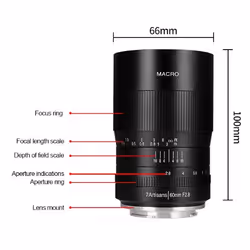 7Artisans 495743 lentille et filtre d'appareil photo MILC Objectif macro Noir
