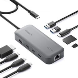 Inateck Hub USB C 10 en 1 Adaptateur USB 3.2 HDMI 4K 100W PD 2*10Gbps USB C 2*USB3.0 A RJ45 Lecteur de SD-TF Câble 50cm