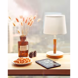 TOMONS LP04003EU lampe de table E14 4 W LED Blanc, Bois