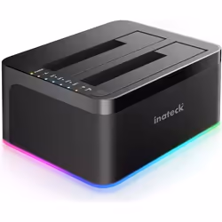 Inateck RGB USB 3.0 Station d’Accueil Clone Hors-Ligne pour HDDs et SSDs 25 et 35 Pouces Double Baie 2 x 20 to UASP Soutenu
