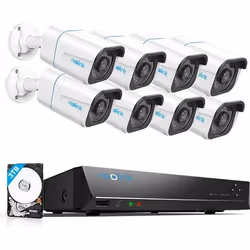 Reolink 4K Caméra Surveillance Extérieur 3To NVR 16CH et 8 X Caméra IP PoE 8MP 30 Mètres Vision Nocturne avec Audio - RLK16-8 ...