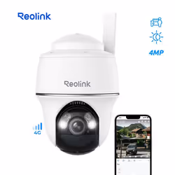 Reolink Go PT Plus 4G LTE Caméra Extérieure sans Fil 360° Pan/Tilt Carte SD 32 Go Détecteur AlarmeVision nocturne