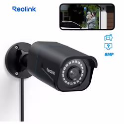 Reolink 4K Caméra de Surveillance Extérieure RLC-810A Noir - Détection Personne et Véhicule - Étanchéité IP66 - Fente pour Ca ...