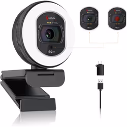 Webcam - Angetube - 866Max 4K - Mise au point automatique TOF - Double micros antibruit AI - Lumière réglable