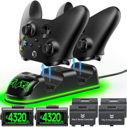 Chargeur de Manette - Xbox - Rechargeable - 2 Batteries - Station de Charge - Indicateurs LED