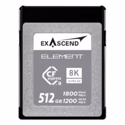 Exascend ELEMENT, 512 Go, CFexpress Type B, 1800 Mo/s, 1200 Mo/s, Noir, Gris