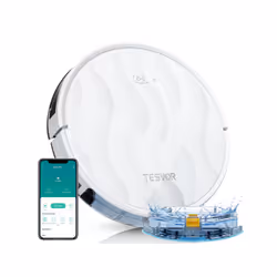 Tesvor M2, Sans sac, Blanc, Rond, Généré par l'application, Détecteur de distance sans contact