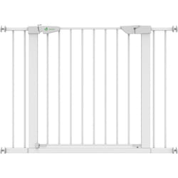 Barrière de sécurité porte et escalier 100-108cm blanc pour bébé et chien - Sans perçage - Fermeture magnétique - Double verrouillage