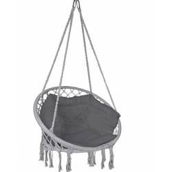 Chaise hamac suspendue avec coussin de siège - Fauteuil balançoire confortable avec kit de suspension - Gris - Vounot