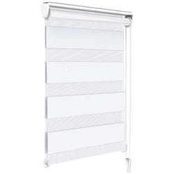 Store enrouleur jour/nuit zébré - 55 x 150 cm - Blanc - Sans perçage ou avec