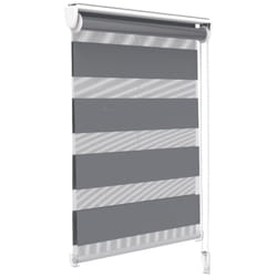 Store enrouleur jour/nuit zébré - 80 x 150 cm - Gris - Sans perçage ou avec