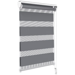 Store enrouleur jour/nuit zébré - 90 x 150 cm - Gris - Sans perçage ou avec