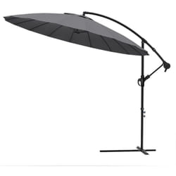 Parasol déporté inclinable 3M gris avec housse de protection - 18 baleines - hauteur ajustable - inclinaison réglable - rotatif 360° - Vounot