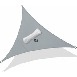 Voile d'ombrage Triangle Imperméable Polyester avec Corde 3x3x3m Gris