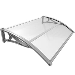 VOUNOT® Marquise auvent de porte dentrée avec support central - 100 x 80 cm - Polycarbonate transparent - Anti-UV